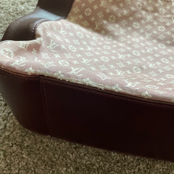 Authentic RARE Vintage Louis Vuitton purse leather trim gold pink/white bucket - Picture 11 of 15